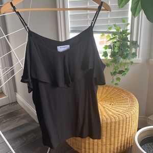 Peek-a-boo shoulder flowy top